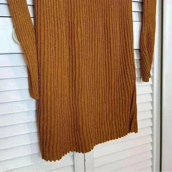 & Other Stories Autumn Fall Gold Glitter Ribbed Dress | Gold Brown Orange | SZ S - Picture 9 of 12